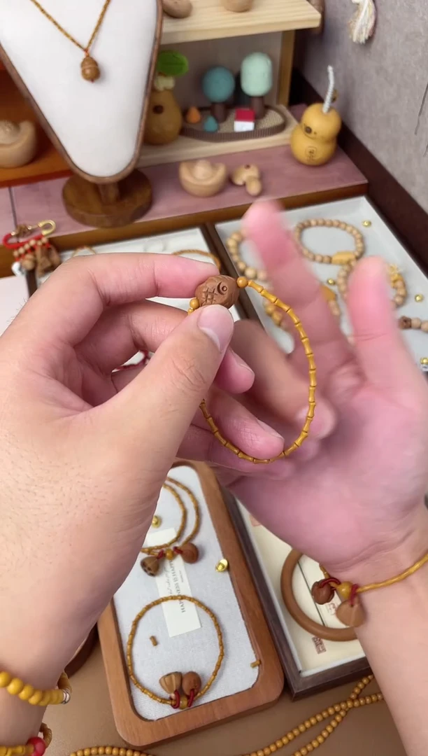 竹节手串一物一拍桃核锦鲤