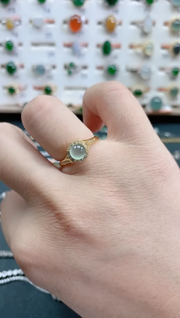 银S925镶嵌戒指翡翠天然翡翠