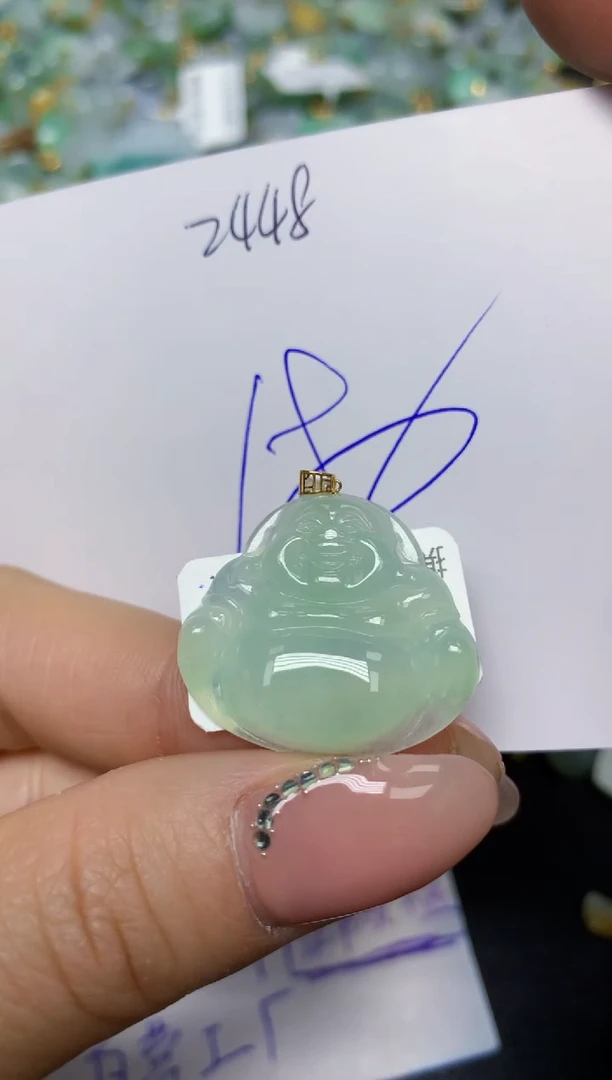 【闪购商品】翡翠挂件18K金镶嵌 天然翡翠A货