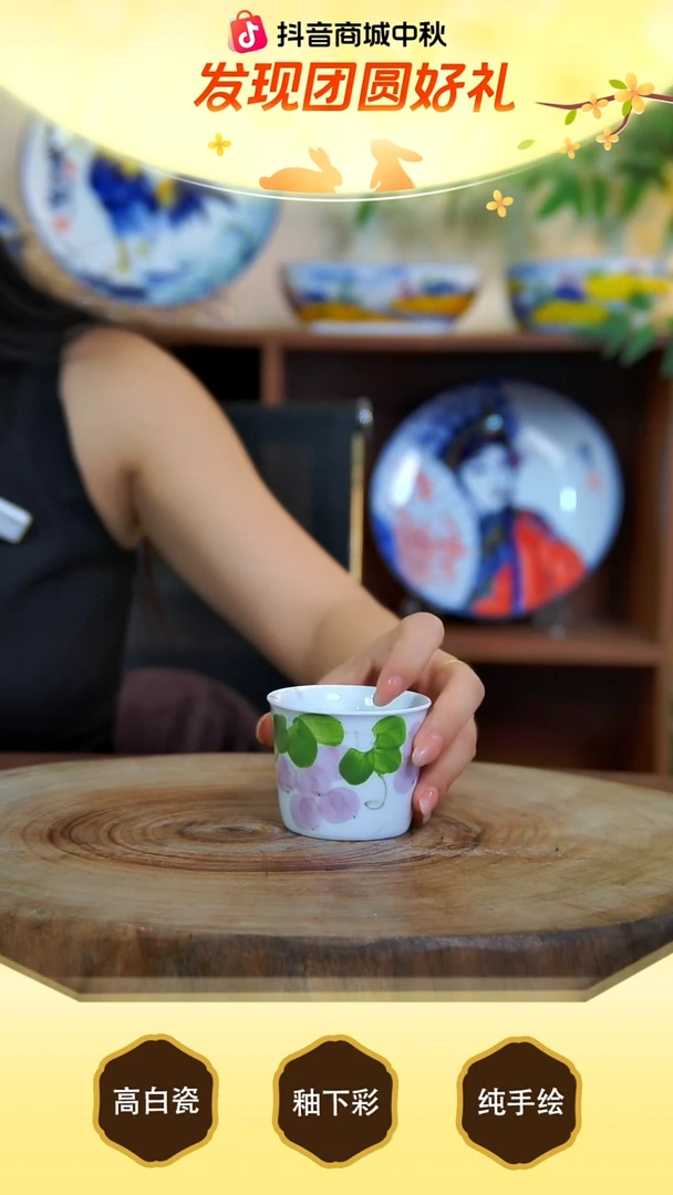 摆件手工手绘，釉下彩，高温健康瓷。