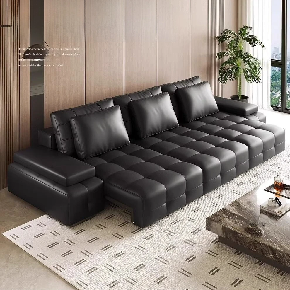 2025最新款真皮伸缩沙发床头层牛皮意式现代劳伦斯客厅舒适高级感