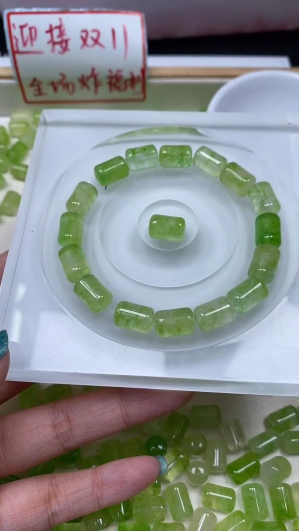 未镶嵌散珠碧玺E593 葡萄碧玺桶珠8*12mm10个9.9元