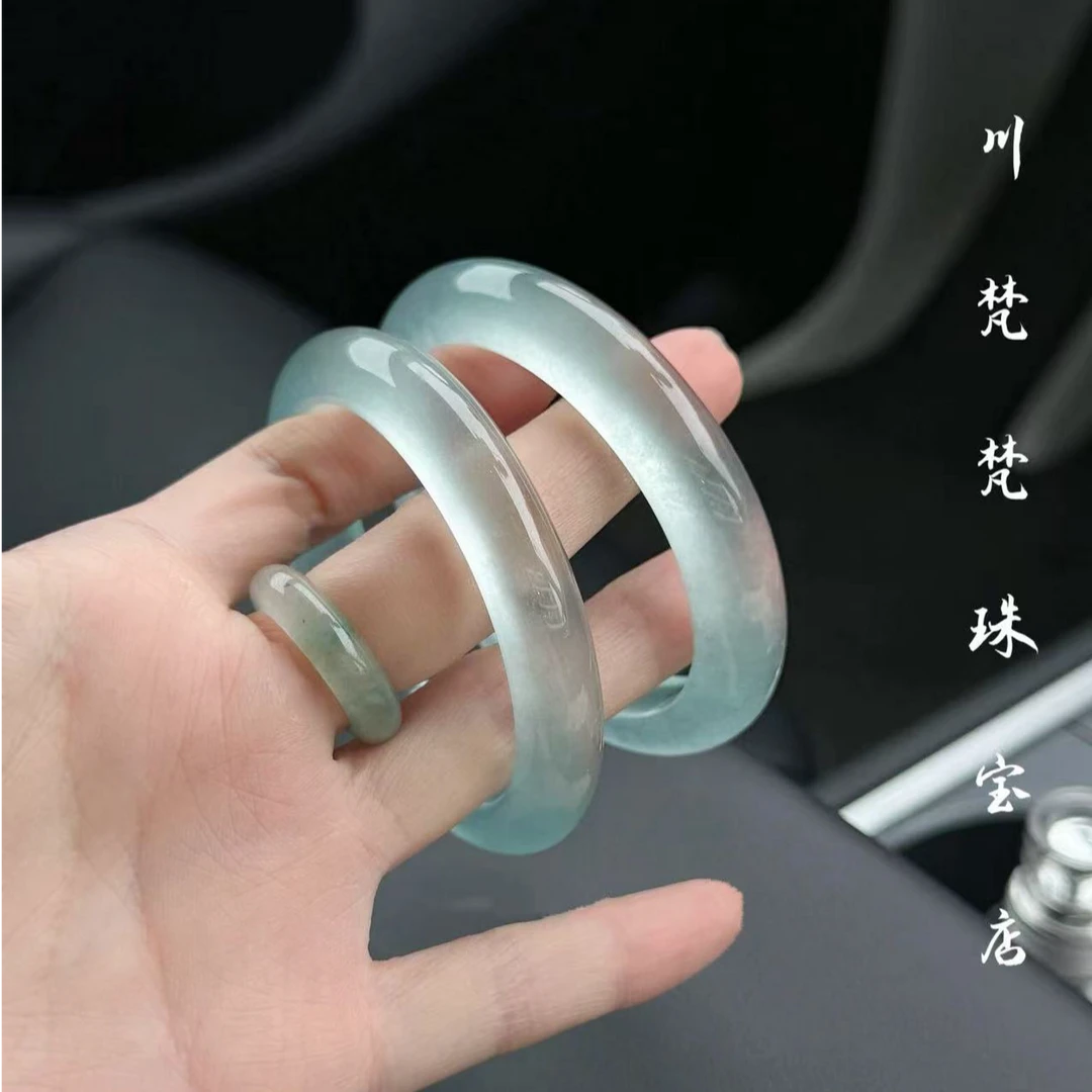 高冰水冰子手镯冰种玛瑙玉髓冰晴底蓝水玉镯女石英岩玉石手镯送礼