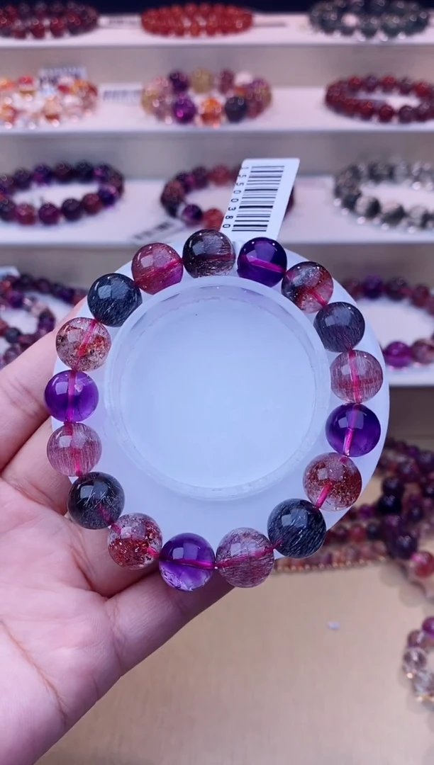 未镶嵌手串水晶黑加仑超七12m+