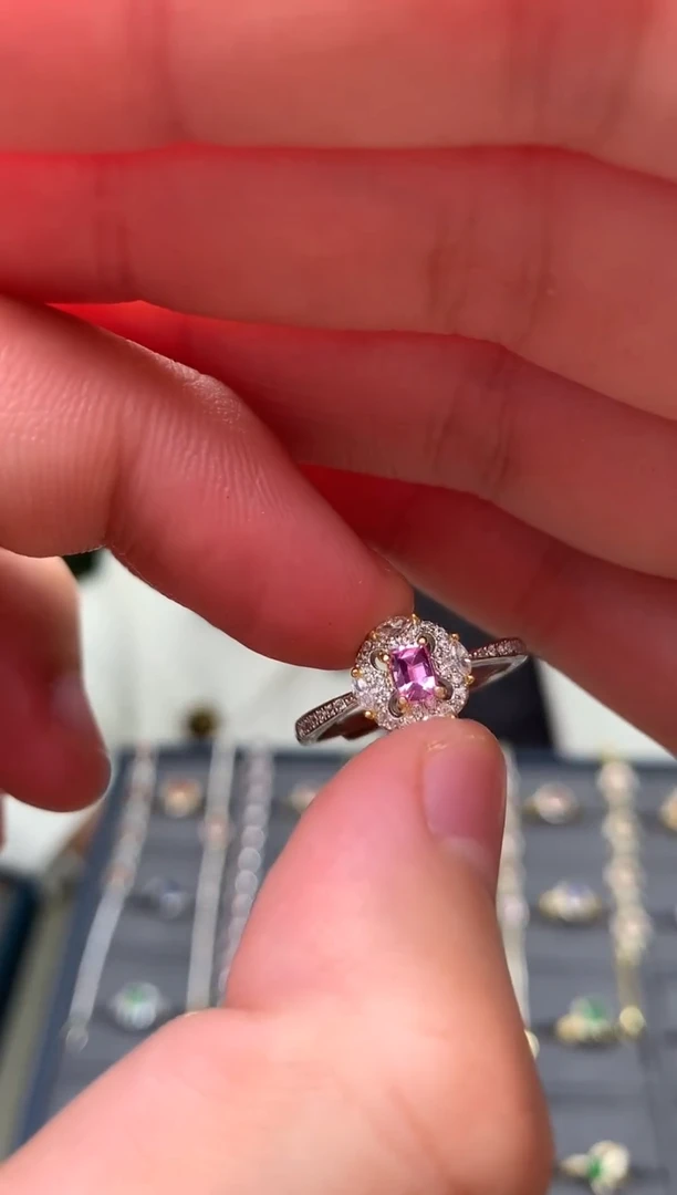 戒指蓝宝石银S925镶嵌戒指