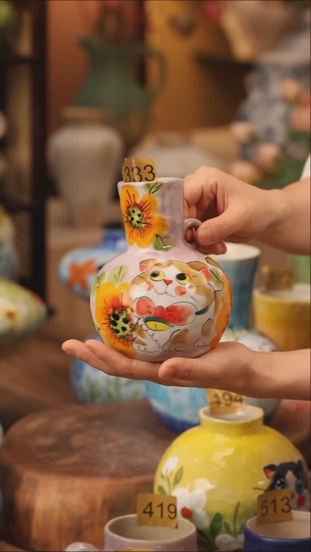 陶瓷333景德镇设计师手作花器摆件侘寂风