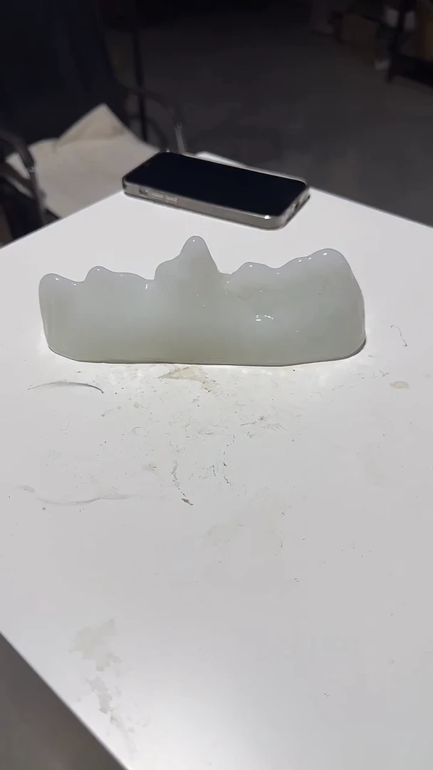手工艺品琉璃琉璃笔山白玉色桌面摆件工艺品