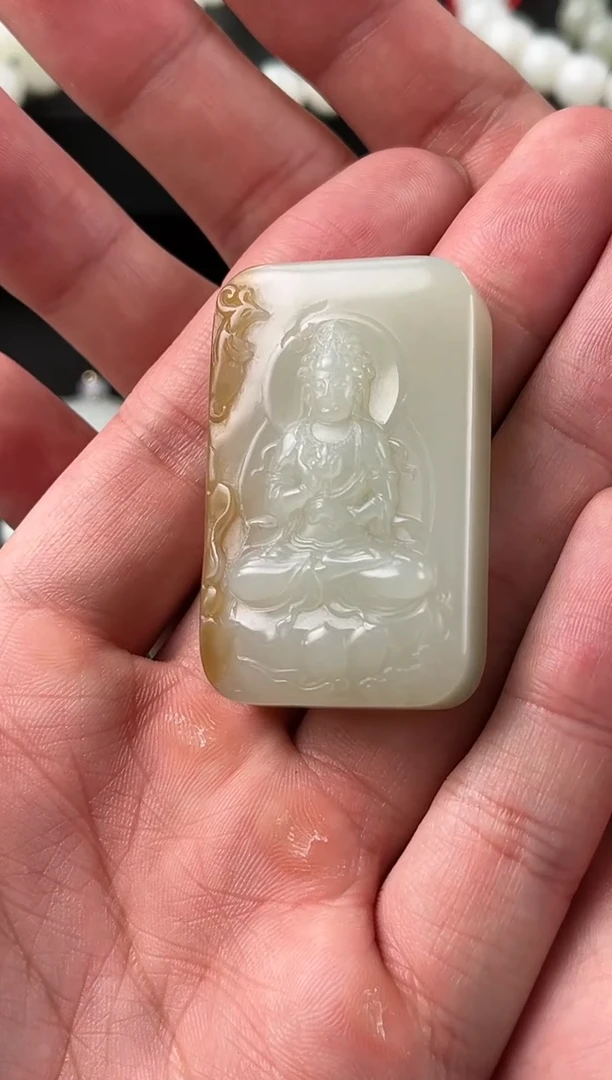 【闪购商品】和田玉无事牌未镶嵌且末金山糖白无事牌微色差