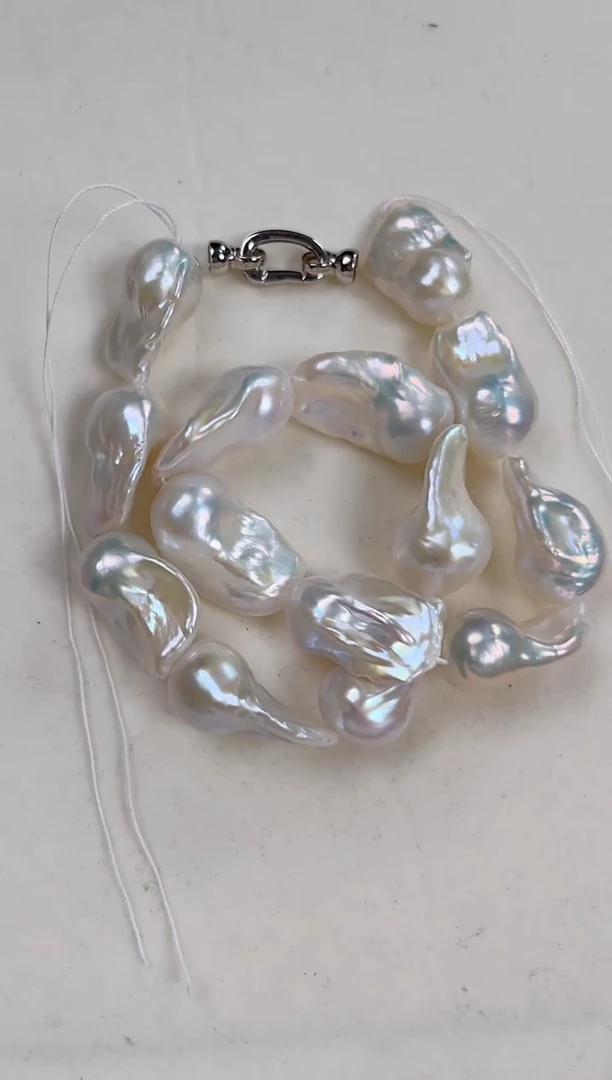 淡水珍珠银S925镶嵌项链巴洛克