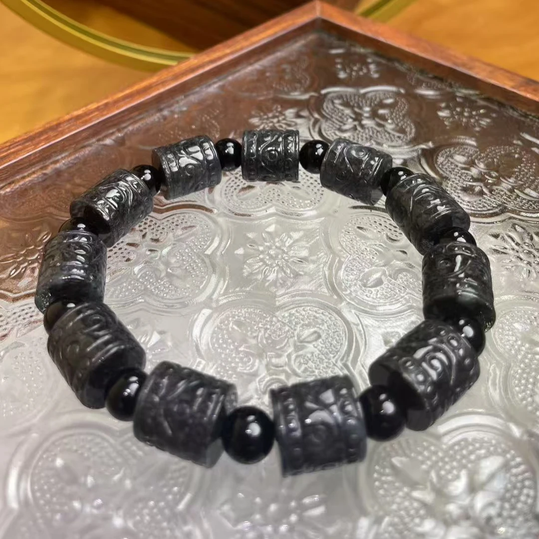 翡翠乌鸡桶珠手链 多样性发其一