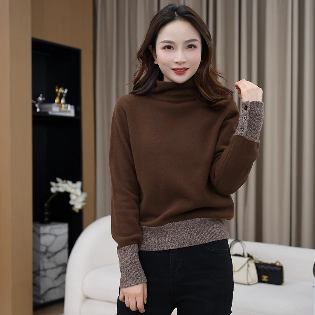 【美人胚】撞色花纱高货100%羊毛衫软糯精致上衣