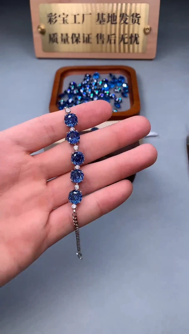 银S925镶嵌托帕石手链2323