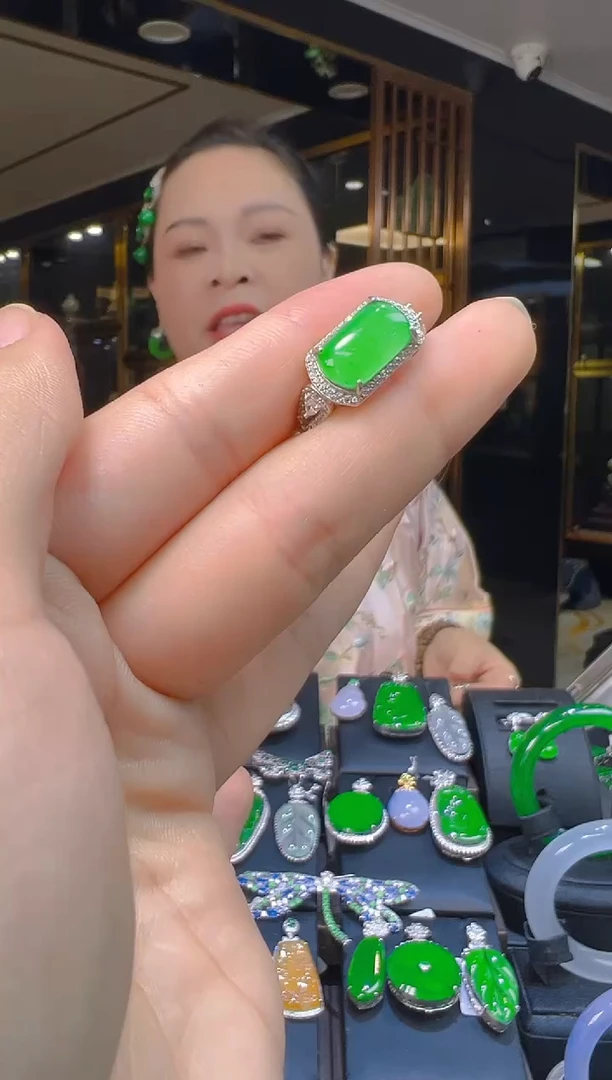 银S925镶嵌戒指翡翠060(多样性发货发其一)