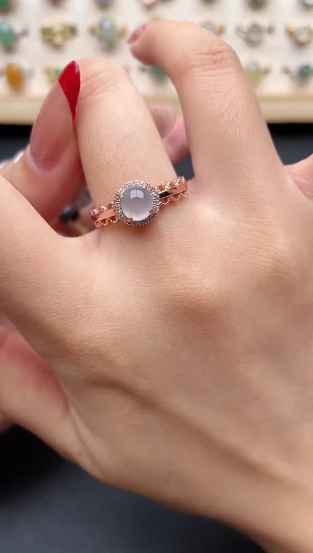 【闪购商品】翡翠戒指银S925镶嵌一物一证一礼盒