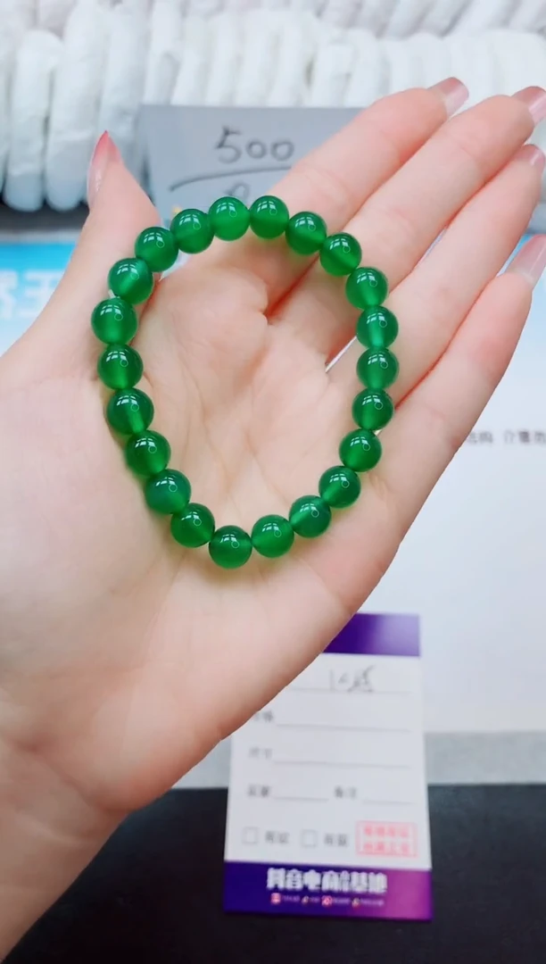 未镶嵌手链石英质玉菠菜绿手串