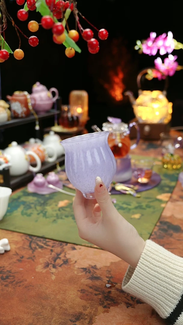 【闪购商品】紫色水晶琉璃水仙杯110ccc