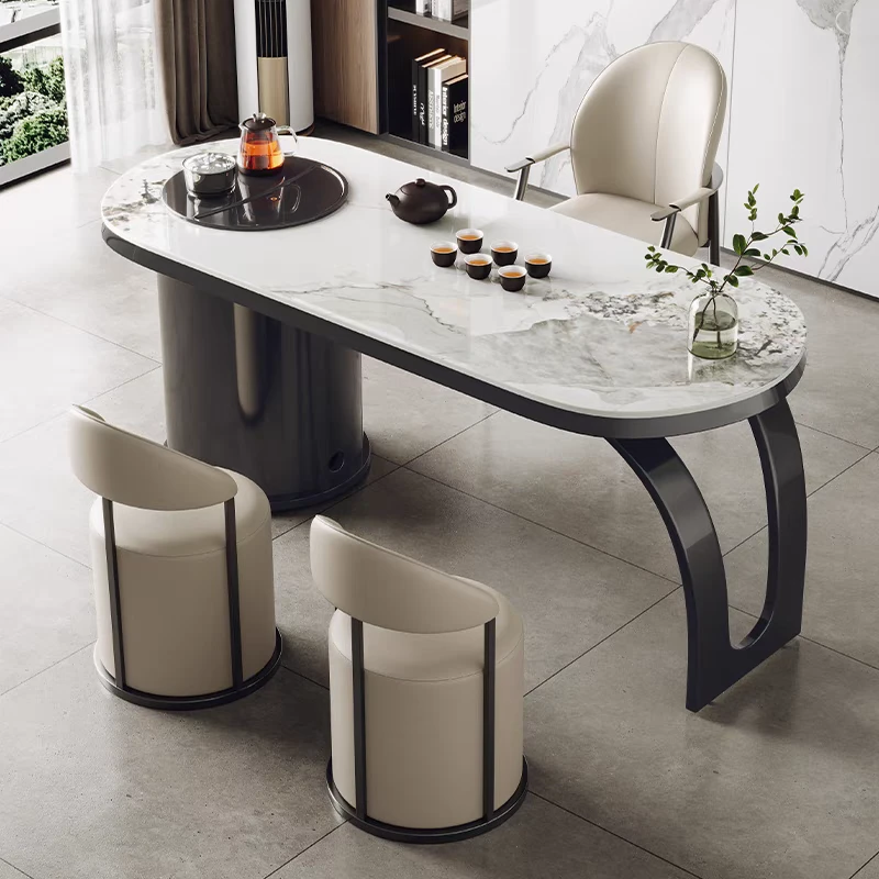 轻奢岩板茶桌简约大气意式茶桌客厅家用阳台茶几茶台桌泡茶桌茶具