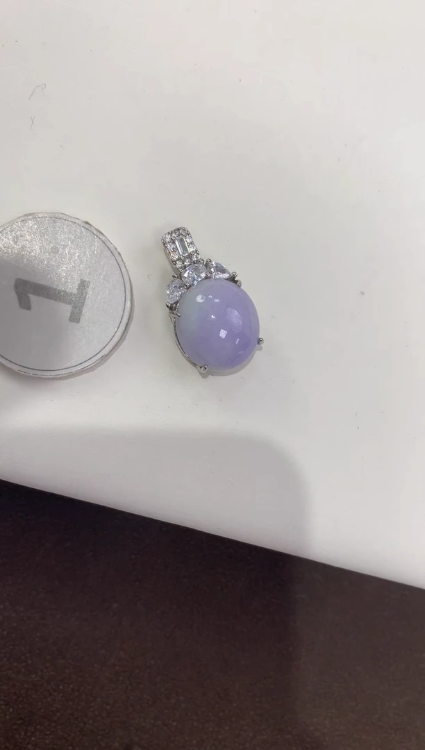 颈饰银S925镶嵌翡翠天然缅甸A货翡翠