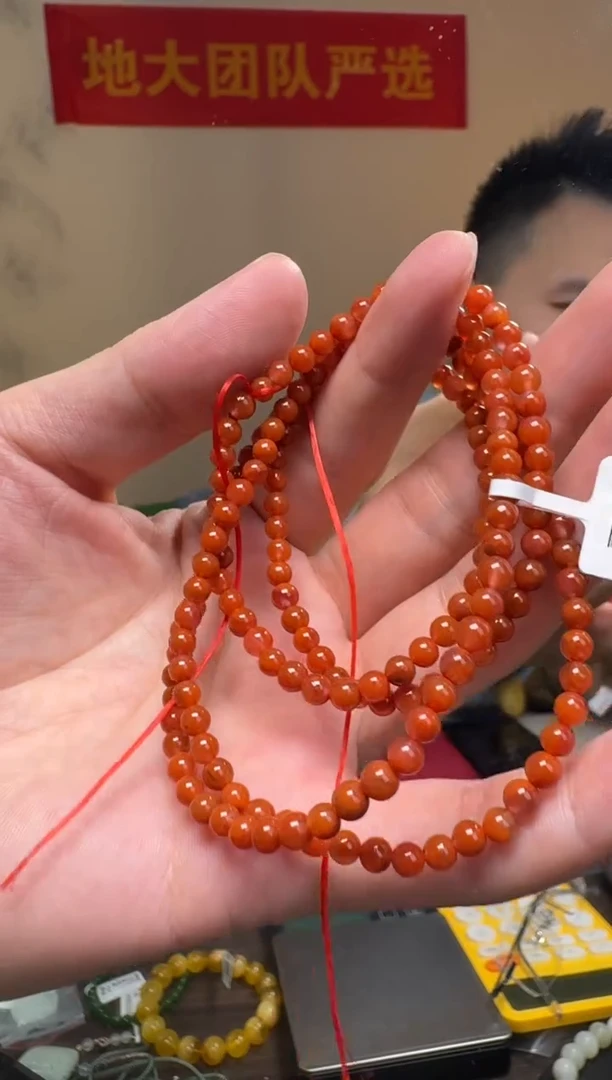 南红玛瑙手串未镶嵌约4-5mm原矿南红多圈手串
