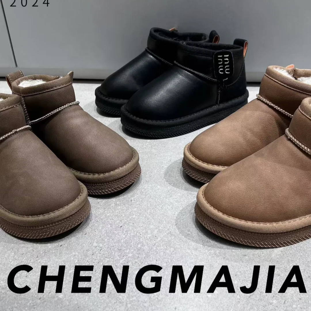 冬季新款百搭加厚保暖儿童防水雪地靴