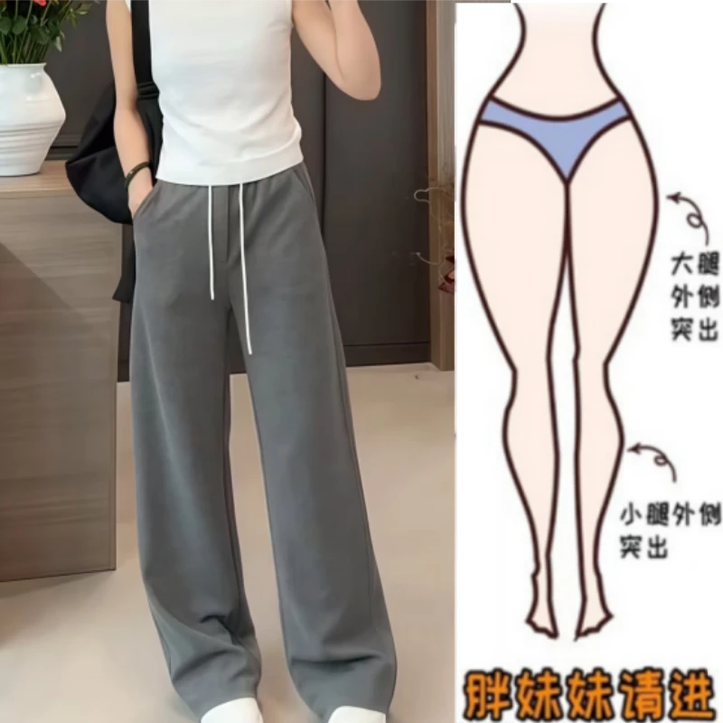 格洛森早秋新款梨型身材松高腰显瘦休闲裤宽松阔腿百搭直筒卫裤女