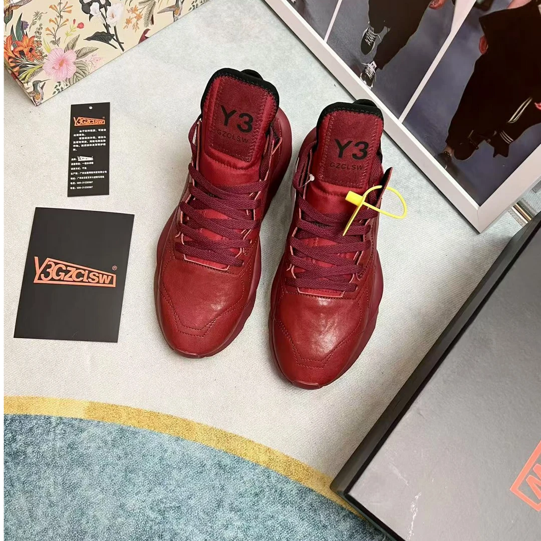 Y3GZCLSW正品男鞋时尚休闲真皮复古酒红色老爹鞋厚度增高休闲潮鞋