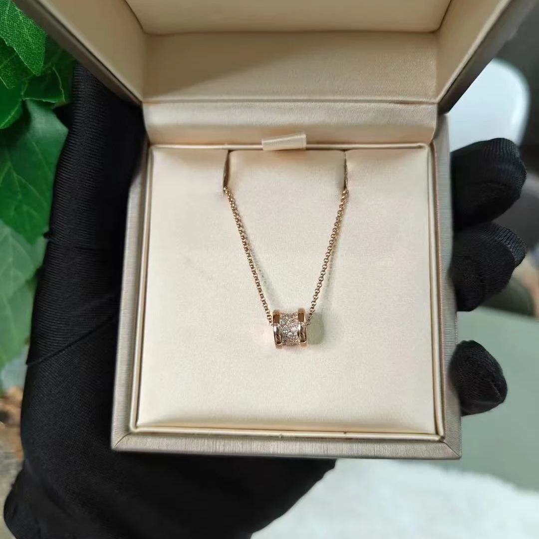 95新 BVLGARI/宝格丽 坤球奢选宝格丽玫瑰金满钻小蛮腰项链