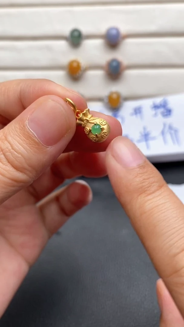 银S925镶嵌戒指翡翠天然A货翡翠