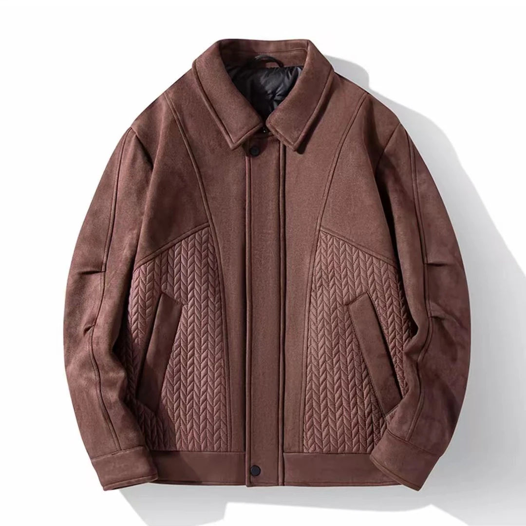 J045冬季90绒羽绒服新款户外风麂皮绒标准版型翻领常