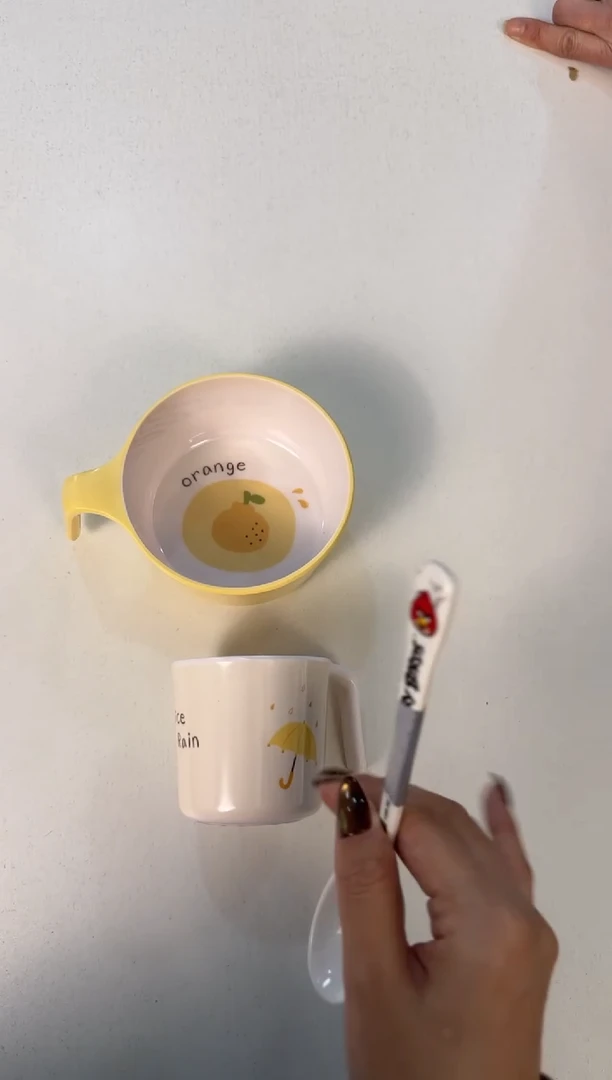密胺橘子碗杯勺三件套