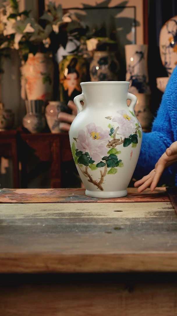 【闪购商品】瓷片景德镇纯手工釉下彩精品花瓶