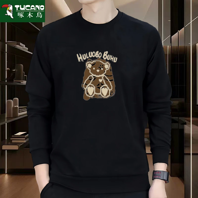 啄木鸟2025款重磅卫衣男春秋重磅圆领长袖潮流ins新款情侣百搭