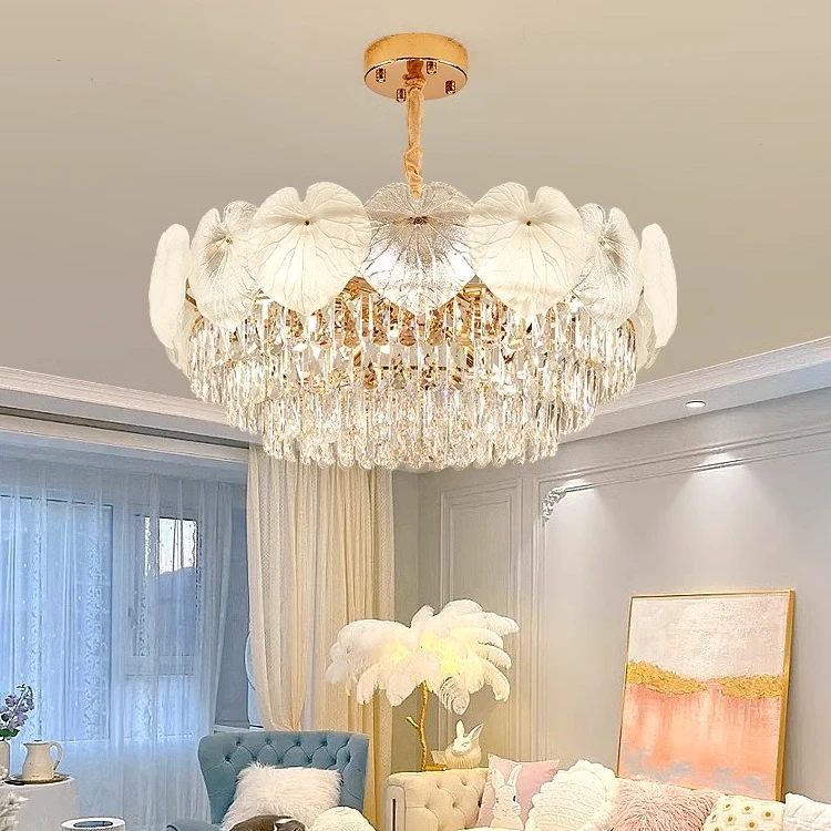 法式奶油风轻奢水晶吊灯客厅主灯2025年新款简约餐厅卧室吸顶灯具