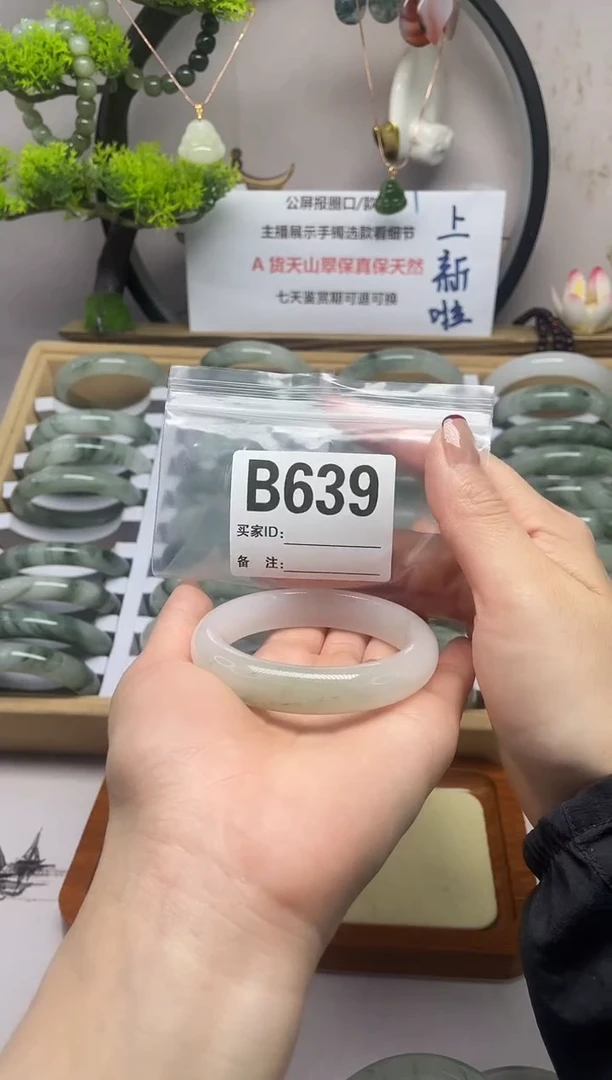 【闪购商品】石英质玉（天山翠）手镯未镶嵌b639