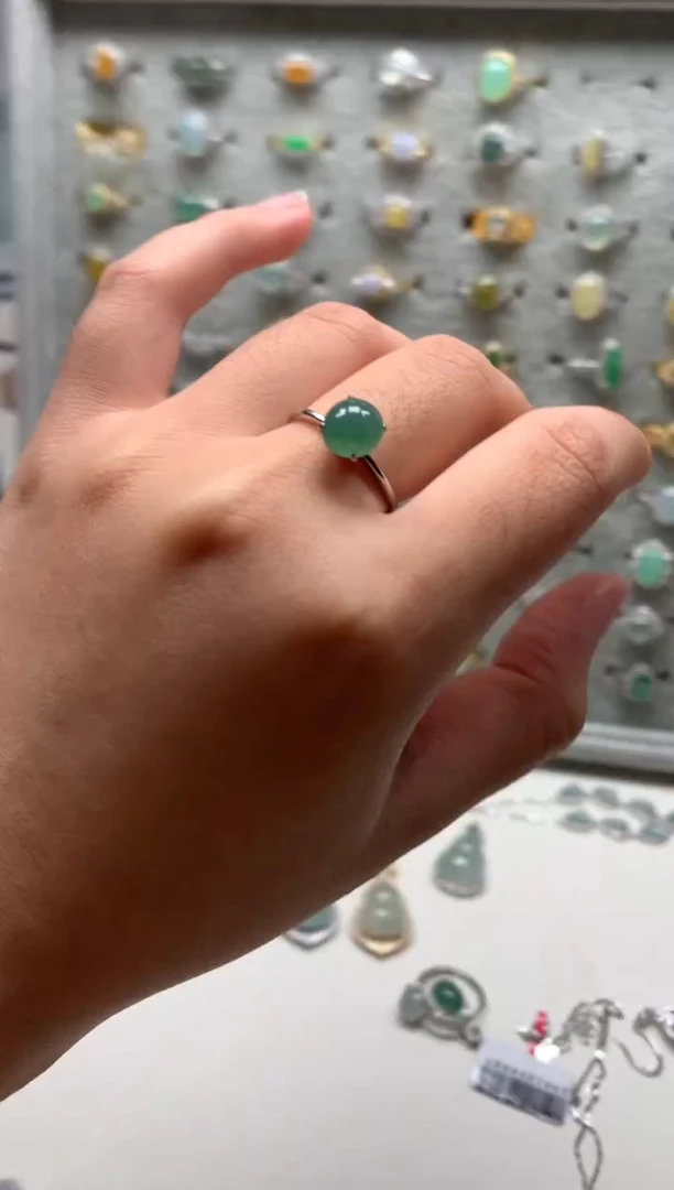 银S925镶嵌戒指翡翠1