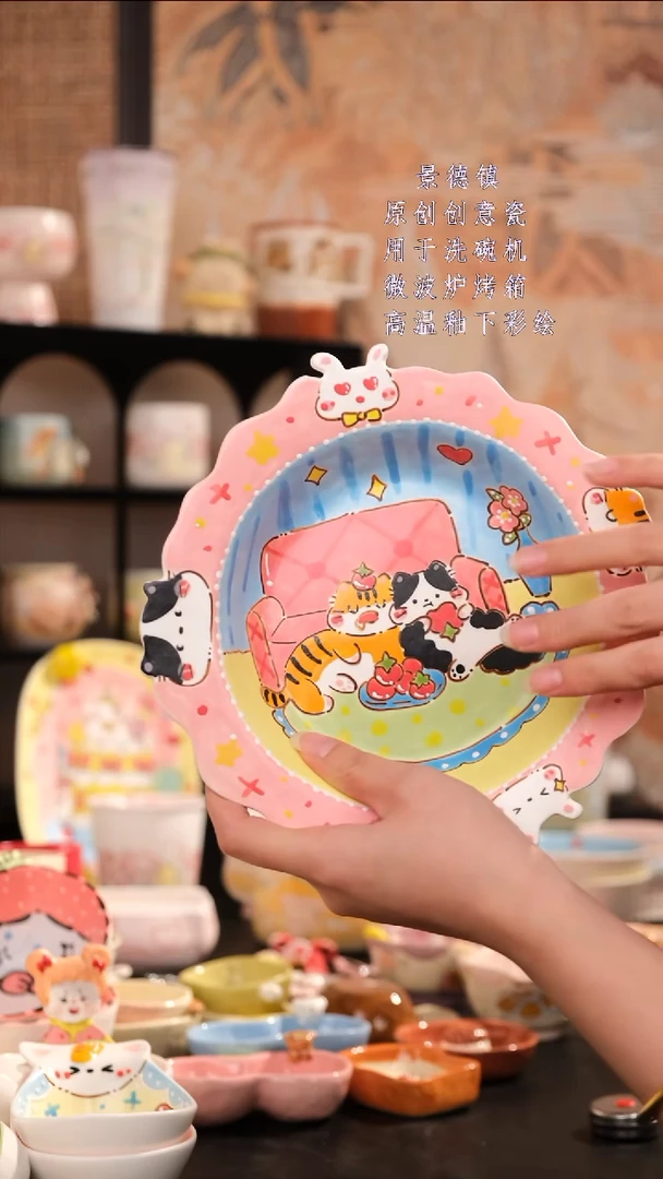 摆件景德镇手工手绘设计师款