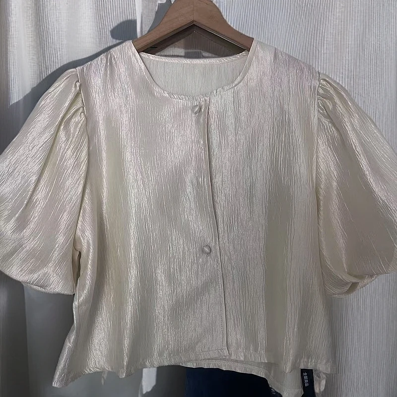 9310大码女装泡泡圆领上衣半身裙