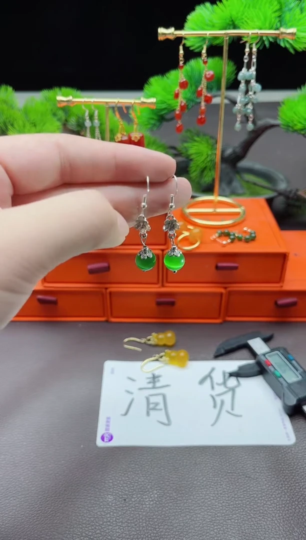 玛瑙/玉髓耳饰银S925镶嵌212