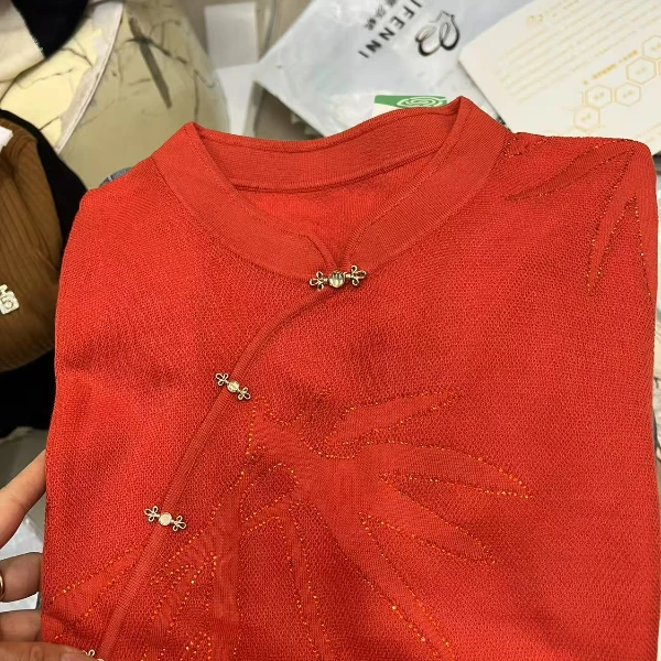 《霞姐服饰》夏季新款圆领莱赛尔国风短袖针织衫百搭气质货号：96391