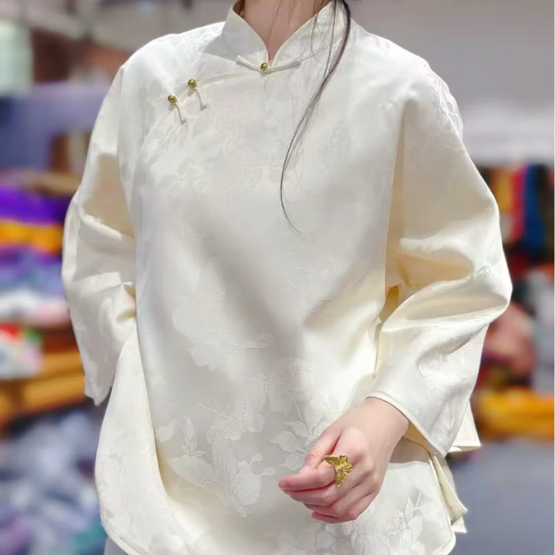 【姐姐服】复刻版提花缎马蹄袖上衣JGF