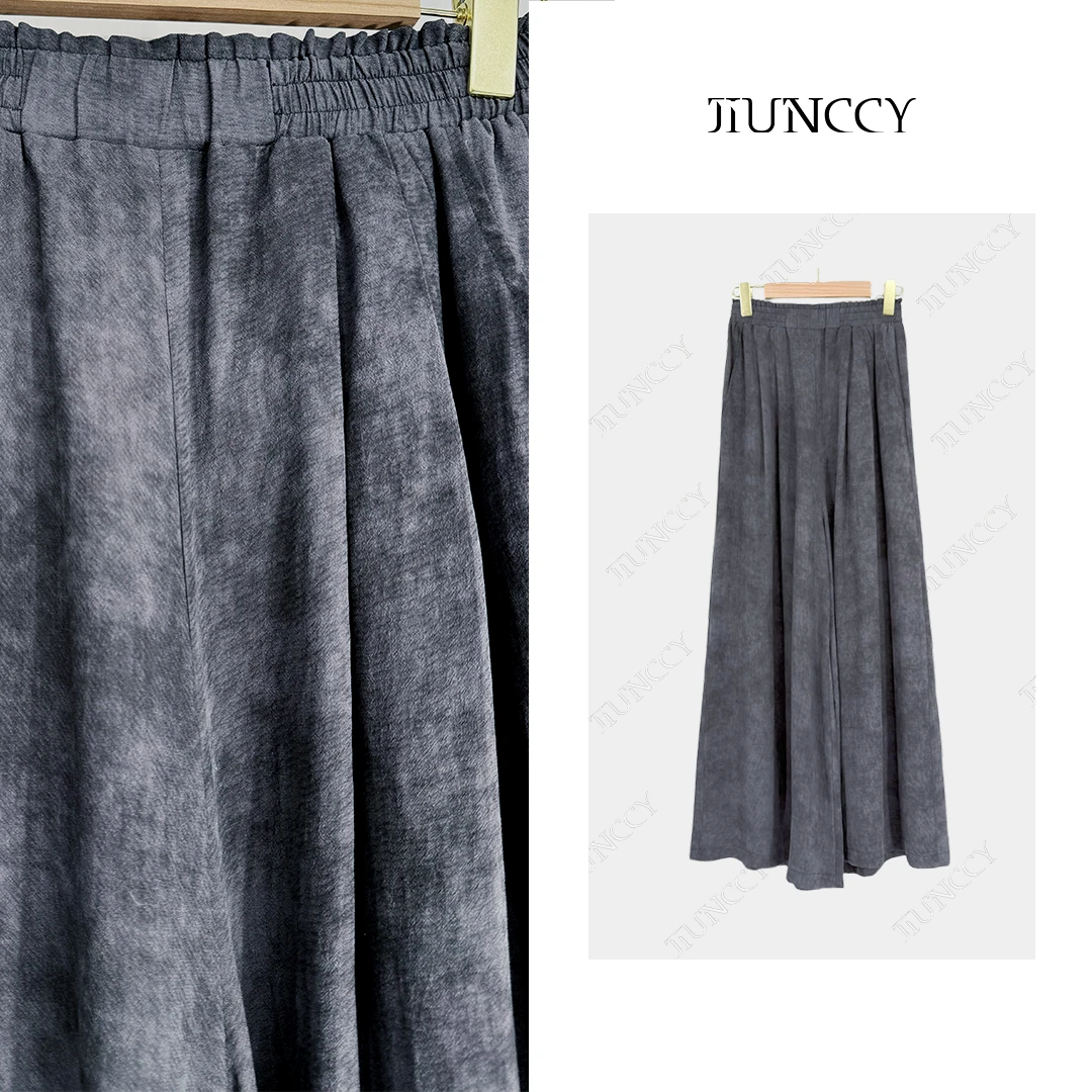 JIUNCCY【灰舞】夏季100天丝炒色花边松紧腰空气感裙裤 52YCK046