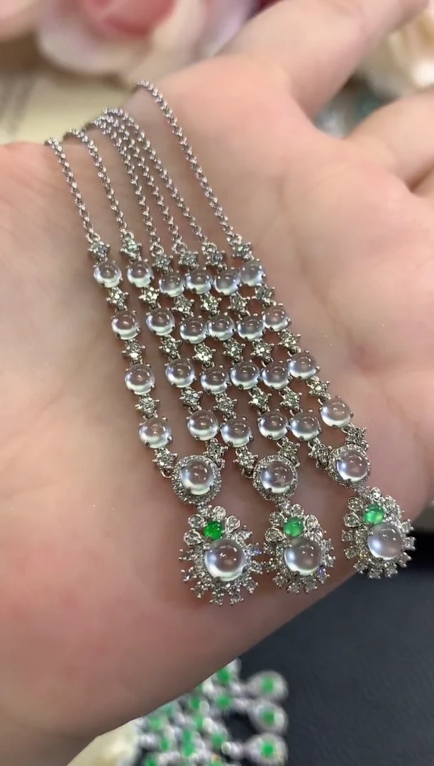 项链18K金镶嵌翡翠b148多样性一件发