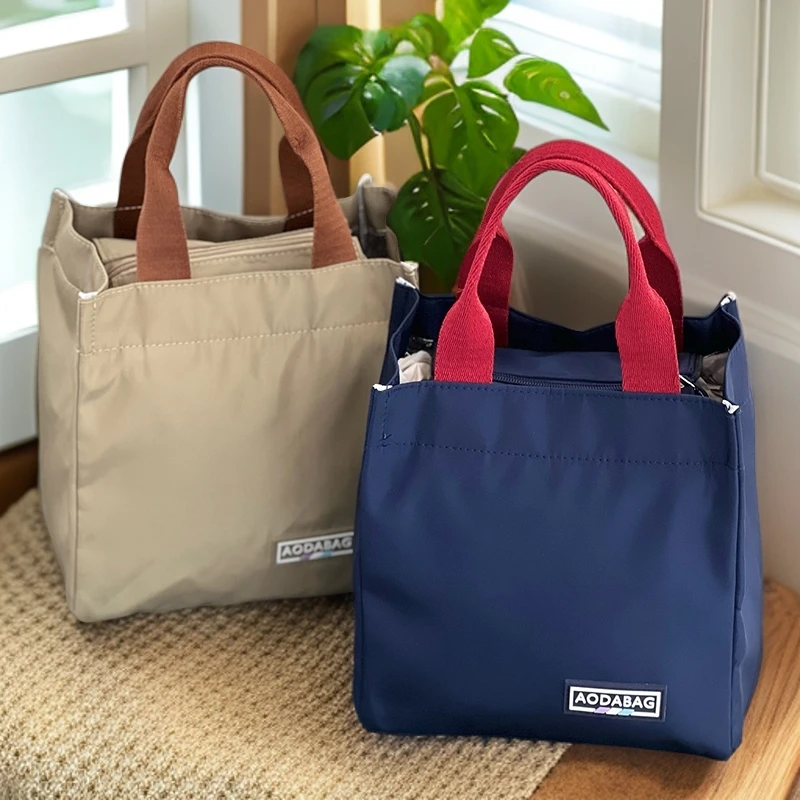 保温饭盒包休闲手提包简约小布包多层款手拎包可折叠拉链枕头形