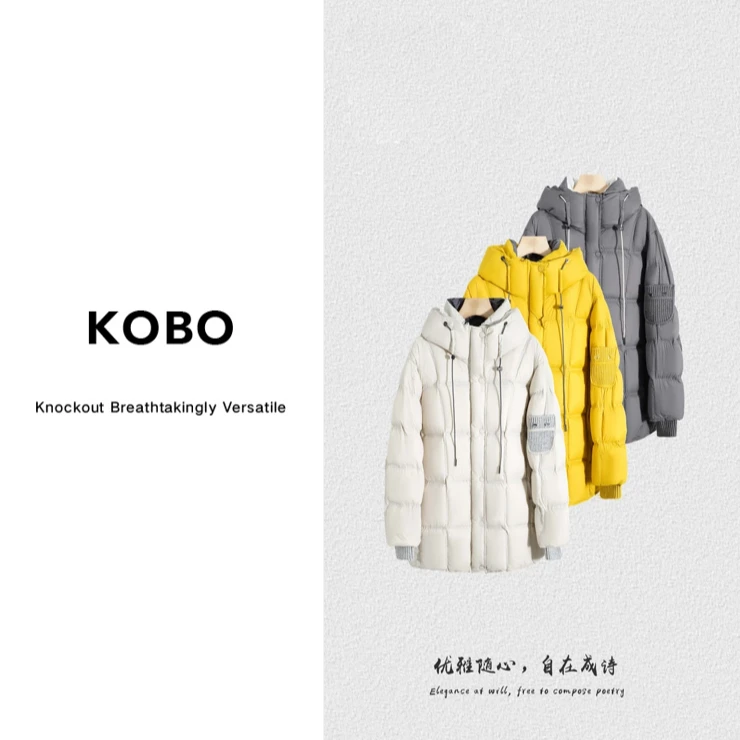 【KOBO】90鹅绒-顶奢高货2025女士连帽长休闲加厚羽绒服68956