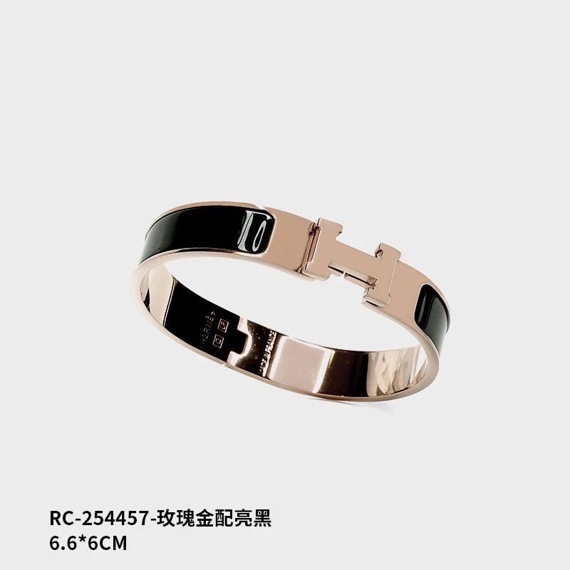铜合金珐琅手镯 【佐伊甄选】RC-254457-玫瑰金配亮黑轻奢珐琅手镯