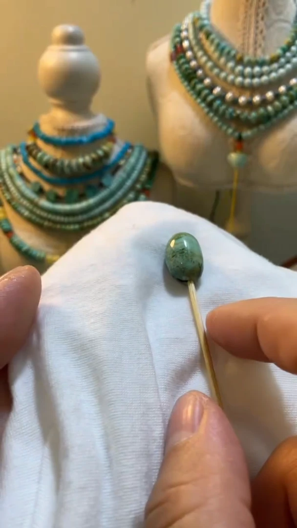 未镶嵌绿松石珠宝半成品15.8*10.2mm枣珠