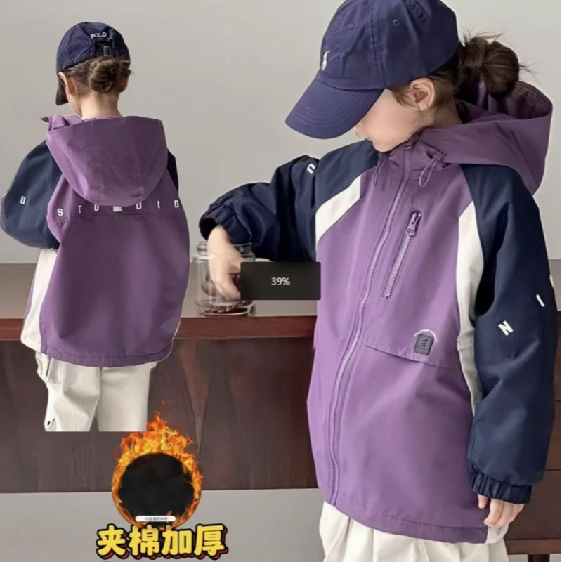 三防冲锋衣【春秋/加绒款】秋装2025新款洋气女孩连帽女童外套