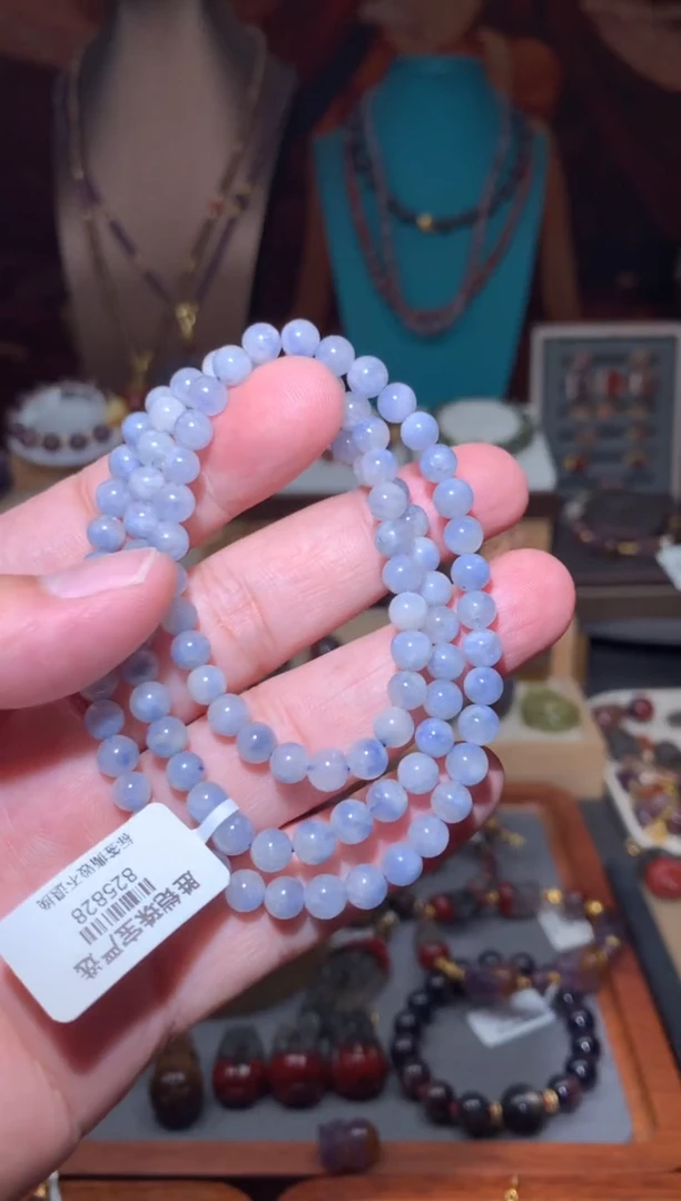 未镶嵌珠宝半成品水晶蓝线石多圈