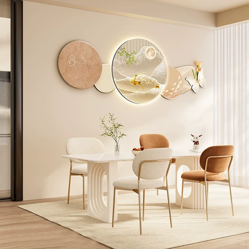 新款奶油风餐厅墙面挂画高级感客厅大白墙壁画饭厅餐桌旁装饰画