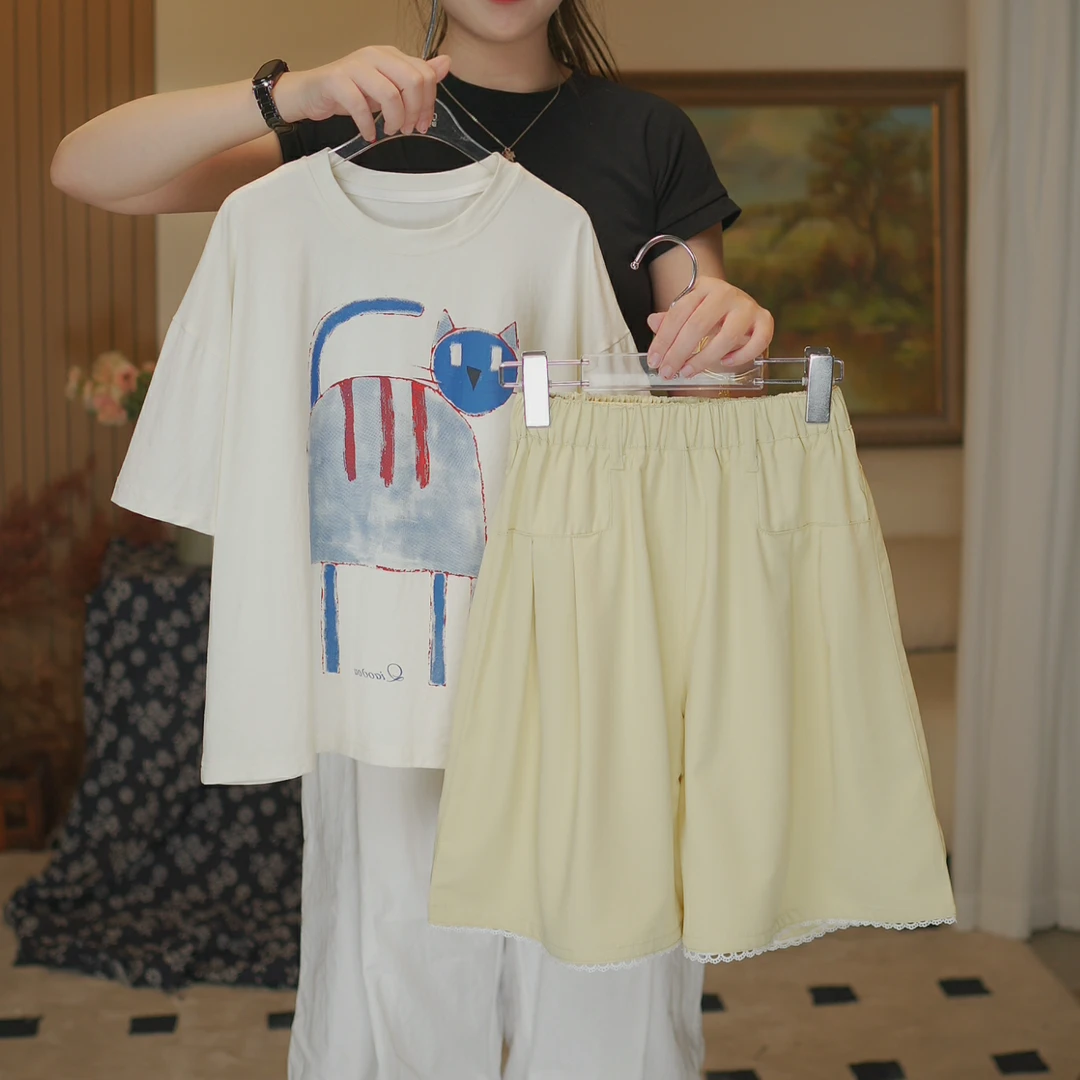 女童中裤休闲裤2025新款夏款中大童洋气宽松小女孩半身裤子五分裤